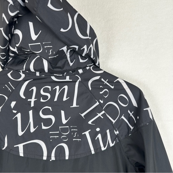 Nike Windrunner Jacket Just Do It Full Zip Hood Black White Logo Print Youth L - Picture 7 of 16